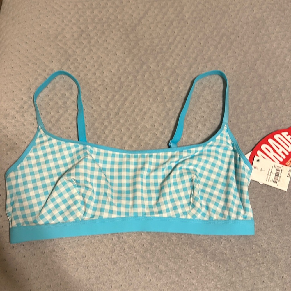 Womens Parade Blue Gingham bralette NWT